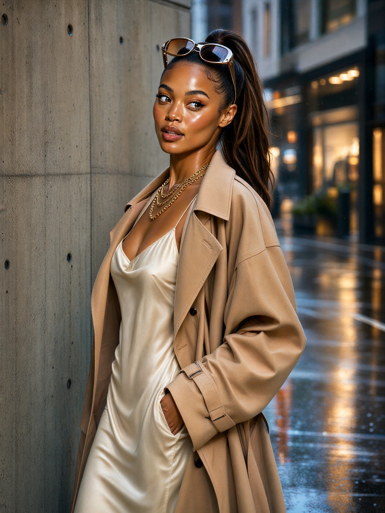 Confident Woman Urban Fashion Portrait — AI generated image