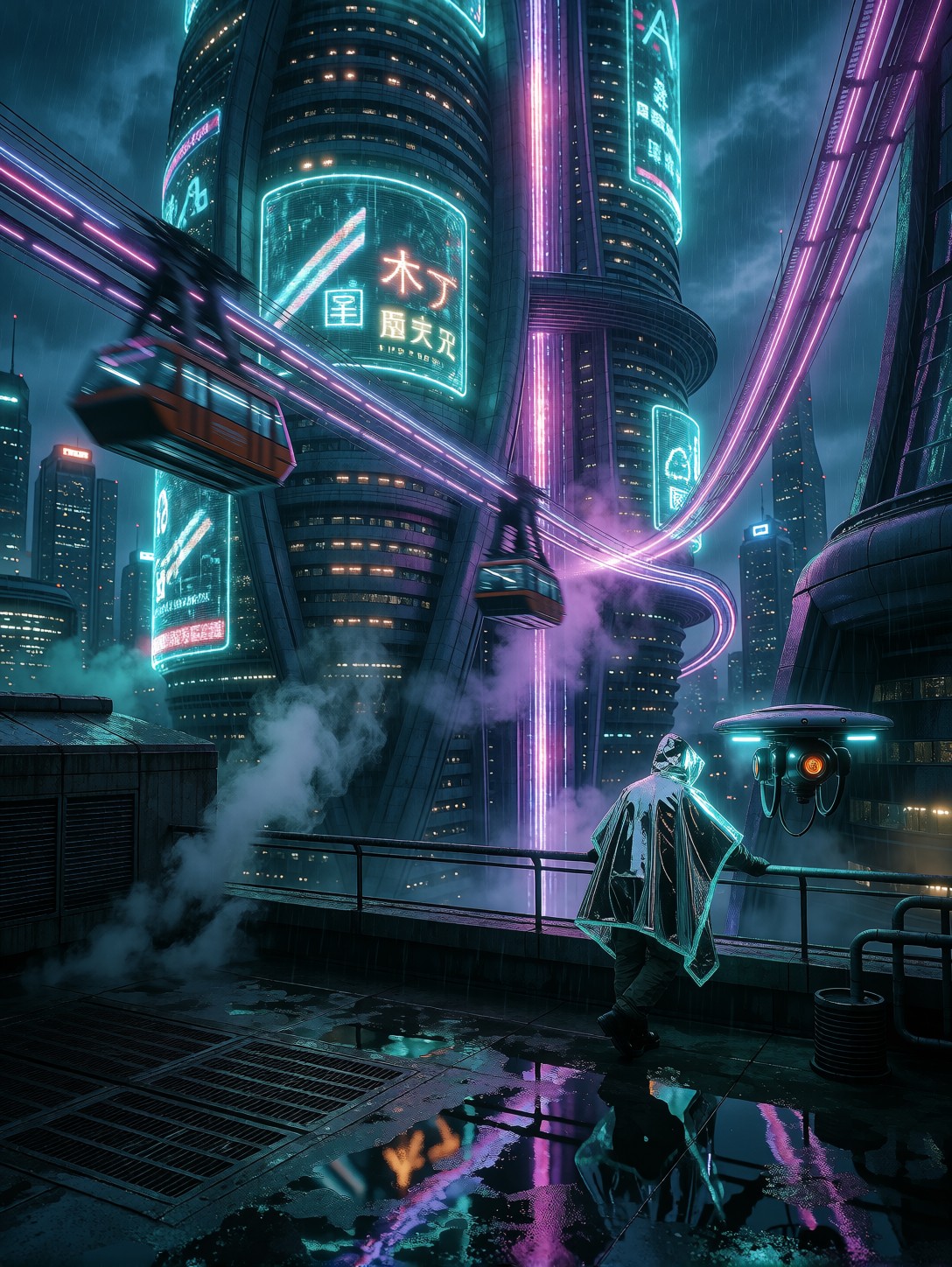 Rain-Slicked Neon Megacity Courier — AI generated image