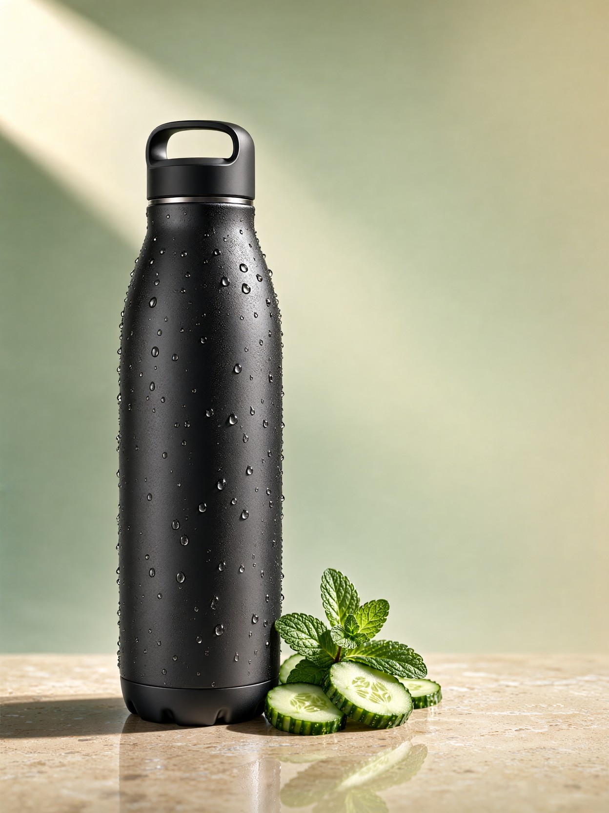 Matte Black Smart Water Bottle — AI generated image