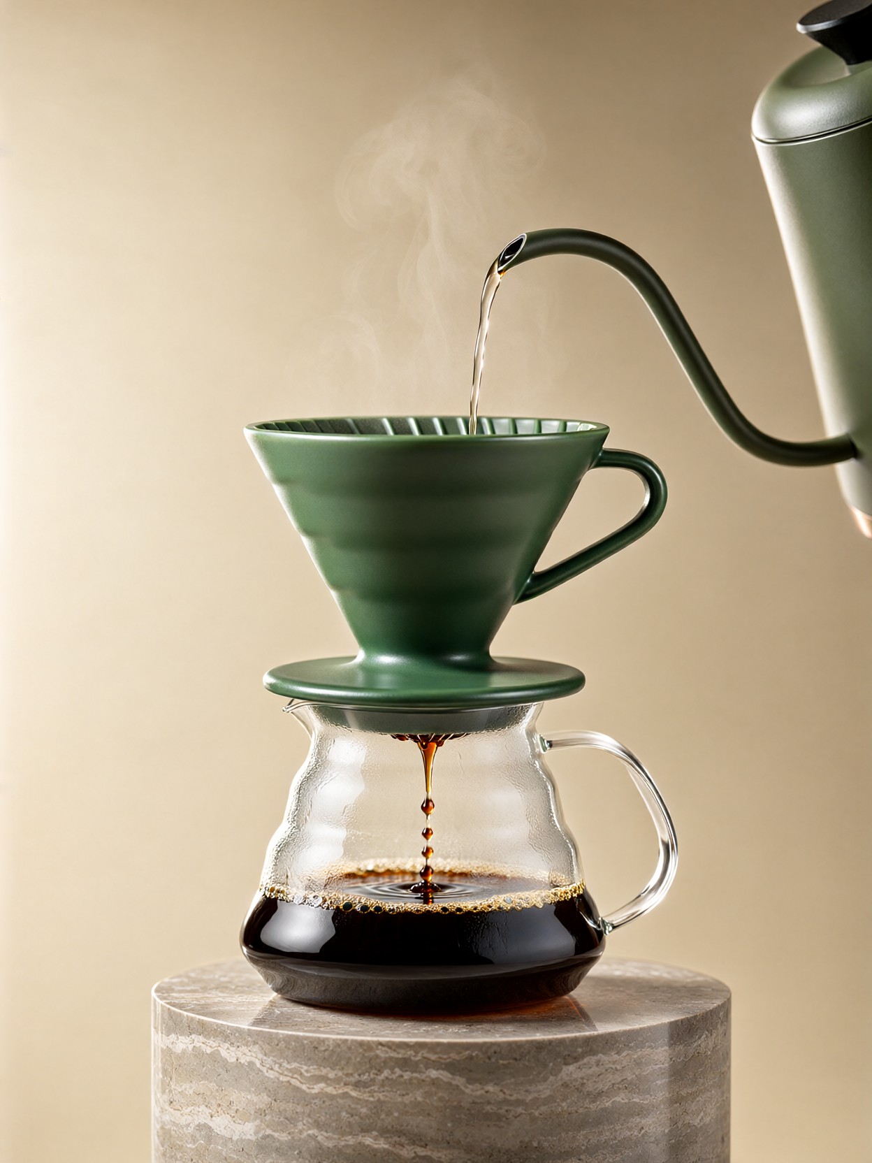 Forest Green Ceramic Coffee Dripper — AI generated image