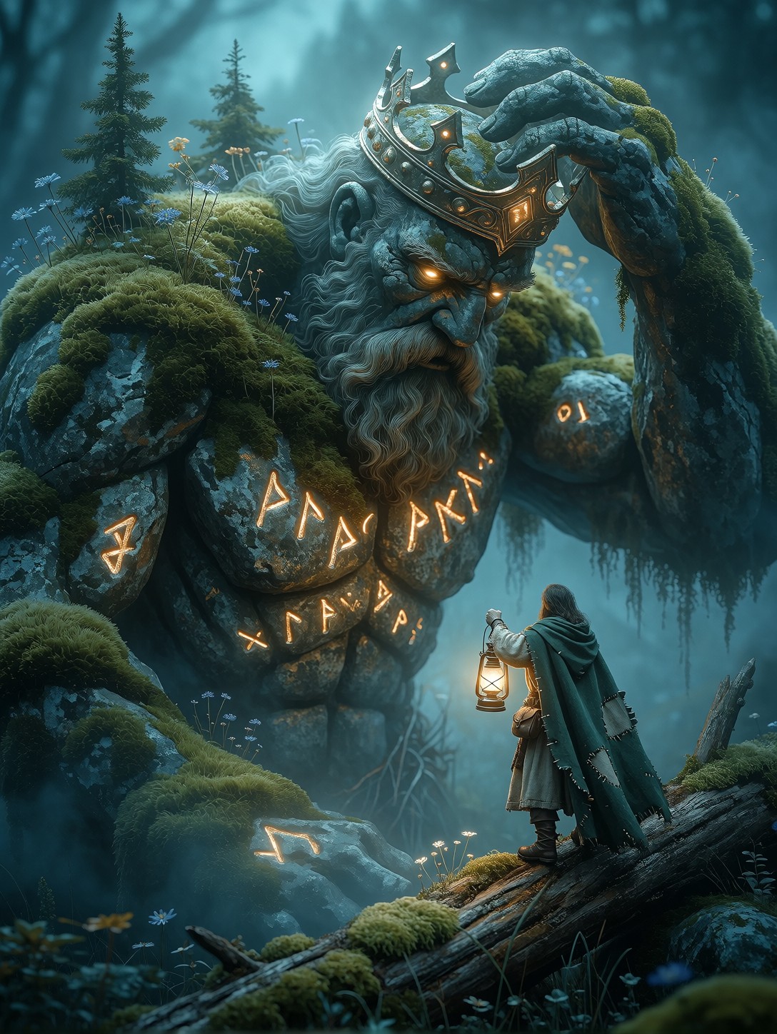 Awakening Moss Stone Giant — AI generated image