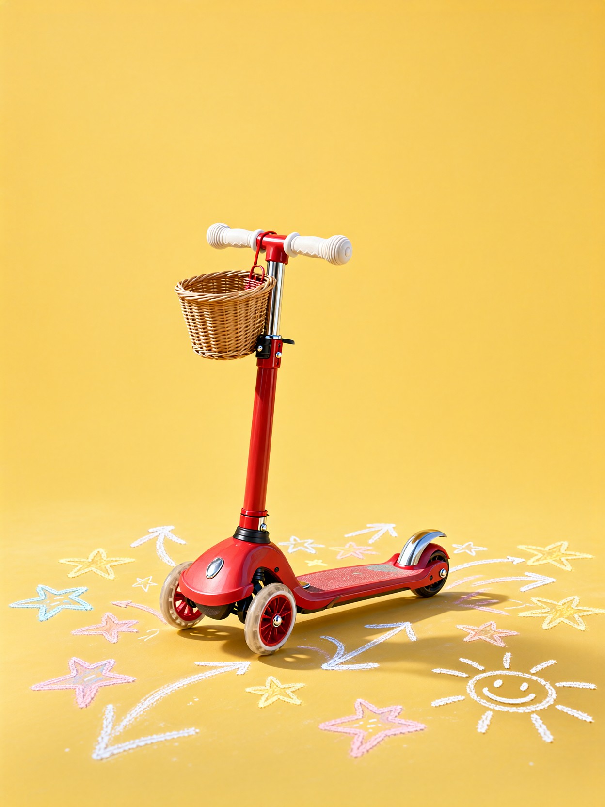 Red Scooter On Yellow Backdrop — AI generated image