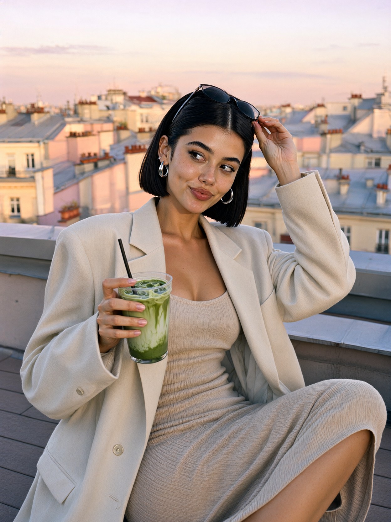 Rooftop Golden Hour Influencer Selfie — AI generated image