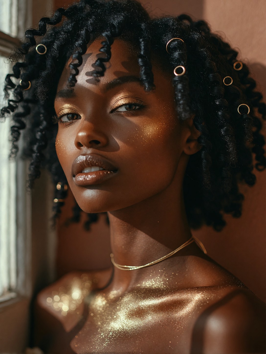 Golden Adorned Woman Portrait — AI generated image