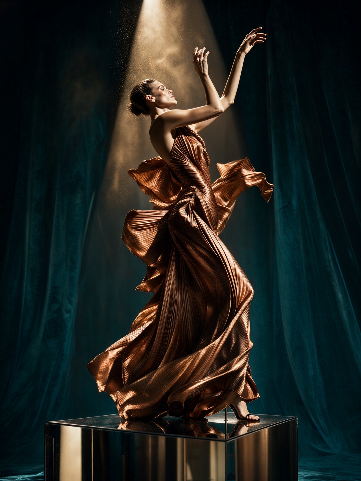 Avant-Garde Copper Gown Vogue Editorial — AI generated image