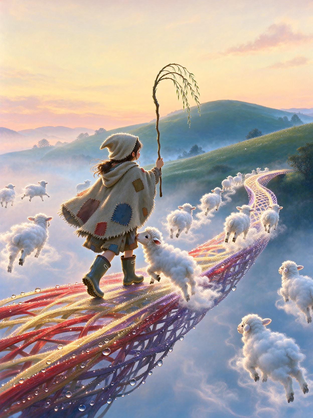 Shepherd Girl Crossing Bridge Of Light — AI generated image