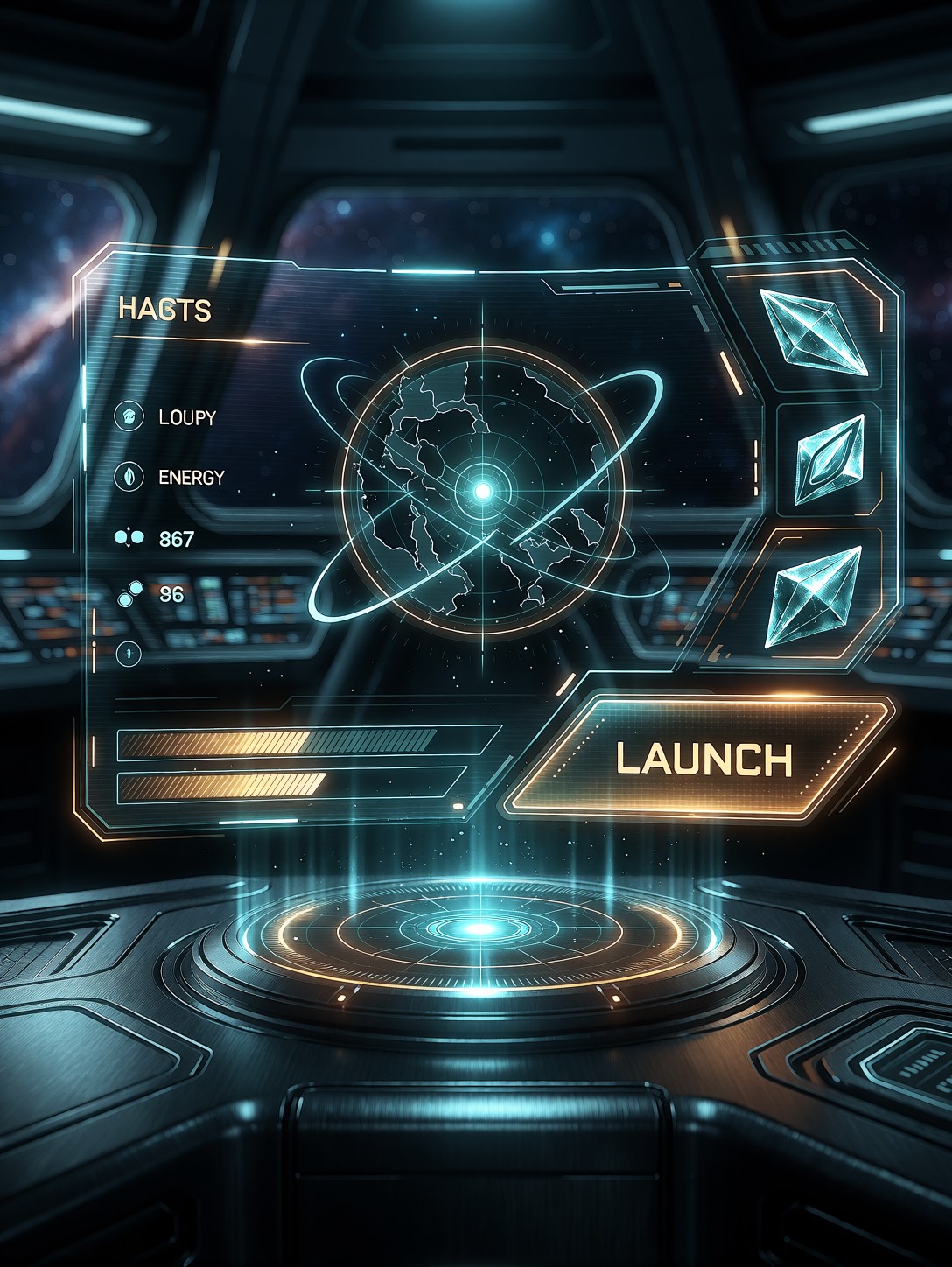 Sci-Fi Holographic Game Menu Interface — AI generated image