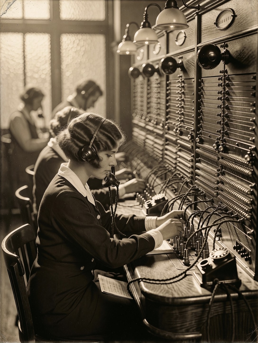 1920s Telephone Operator At Switchboard — AI generated image