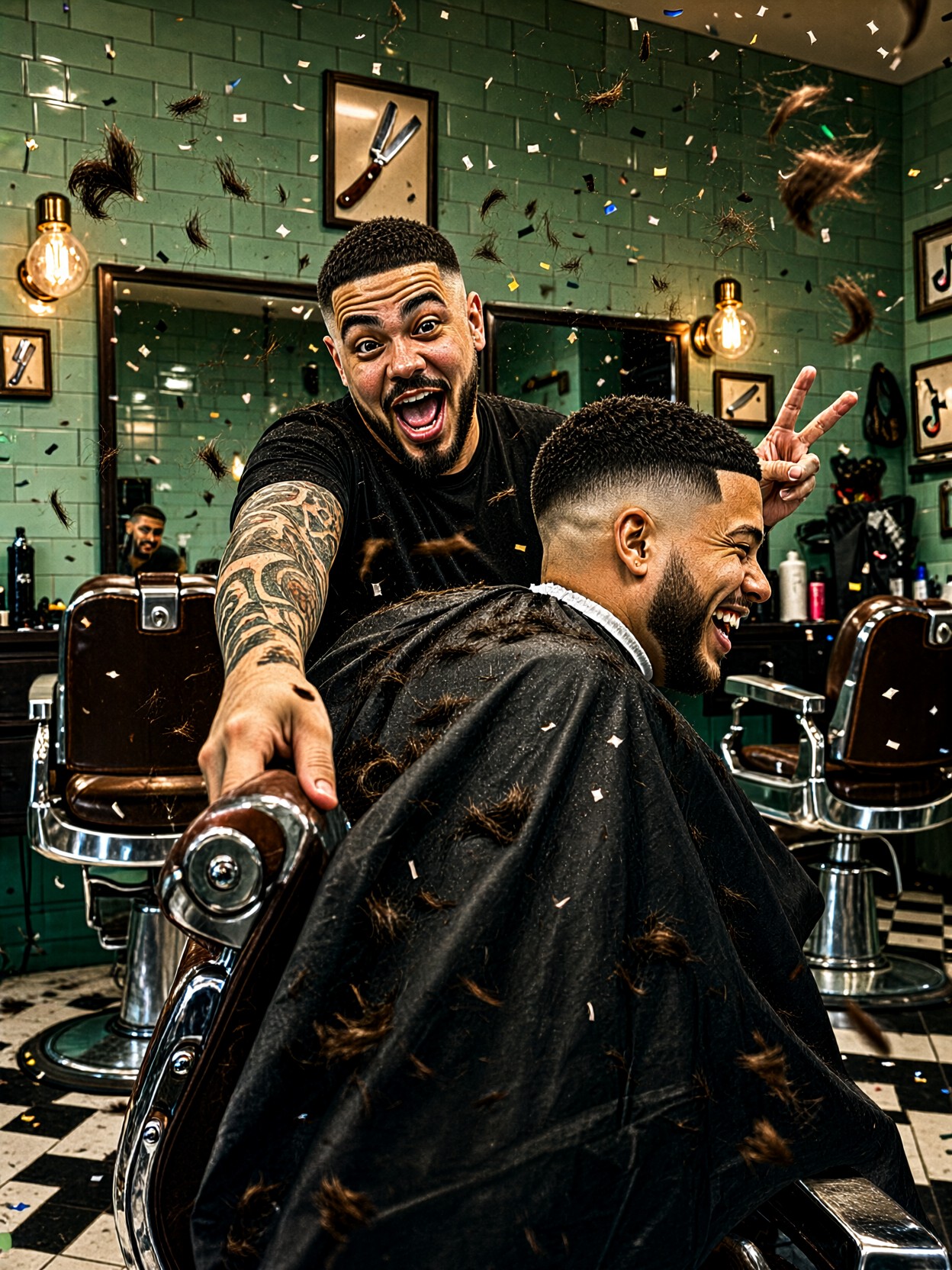 Barber Spins Chair In Retro Barbershop — AI generated image