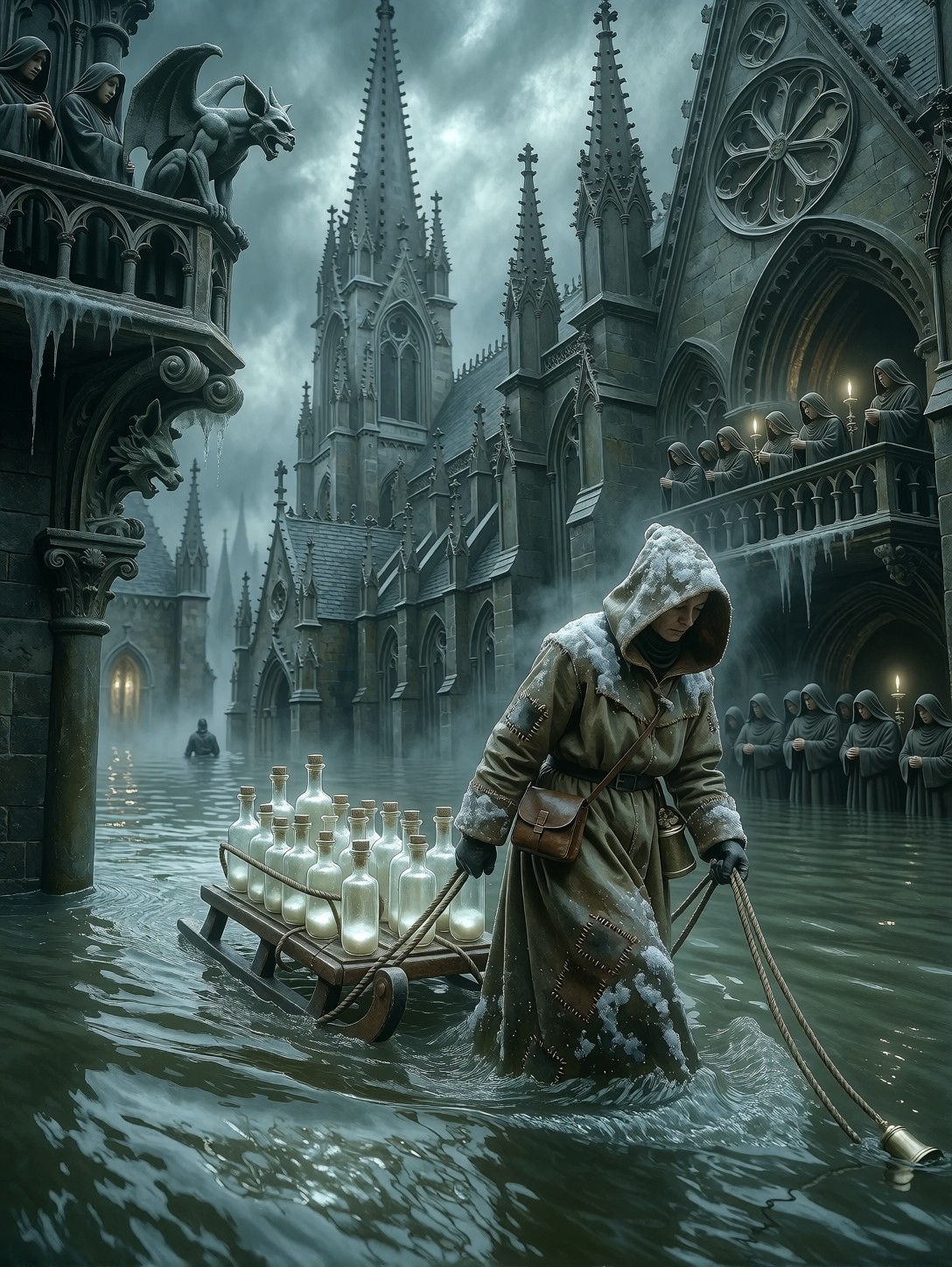 Tears Merchant in Drowned City — AI generated image