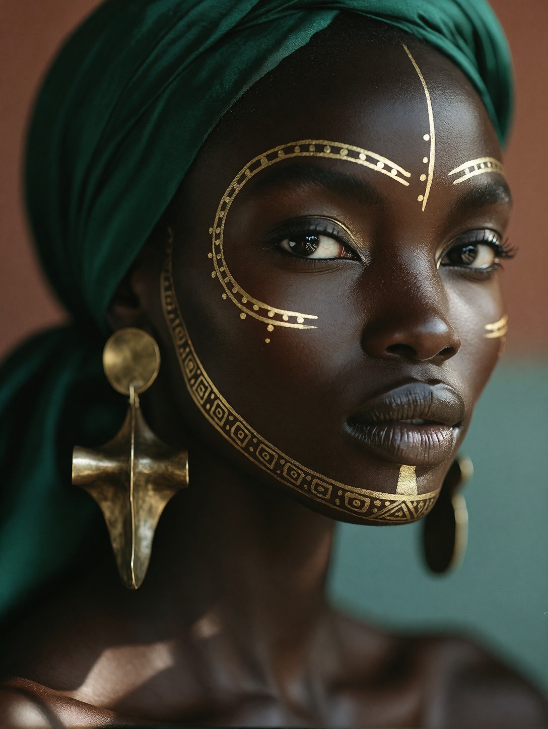 Golden Adorned Woman Portrait — AI generated image
