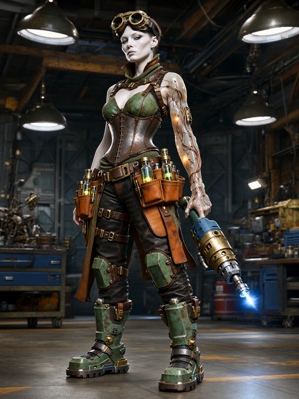 Futuristic Armorer in Workshop — AI generated image